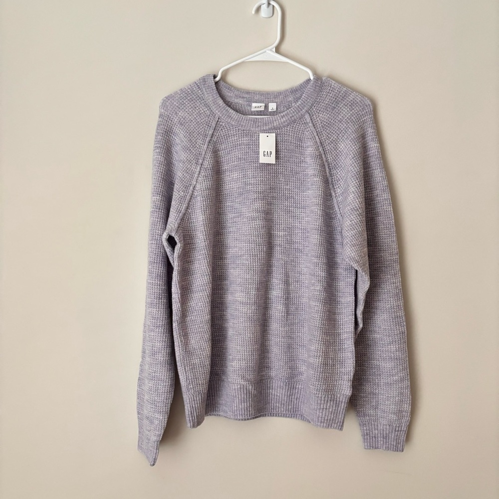 GAP Waffle Stitched Crewneck Sweater in Amethyst Purple color NWT - Picture 2 of 9